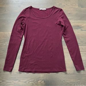 Peruvian Connection Burgundy Long-Sleeve Layering Tee Size Small